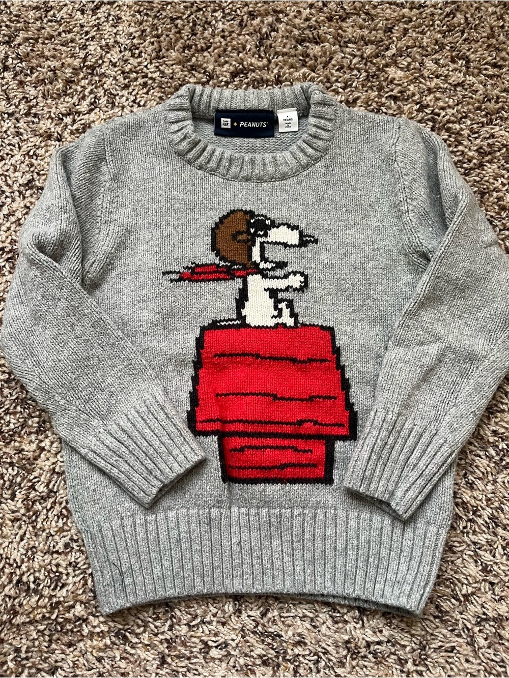 Gap + Peanuts Snoopy Gray Long Sleeved Sweater - Fall, Winter, Preppy, Peanuts
